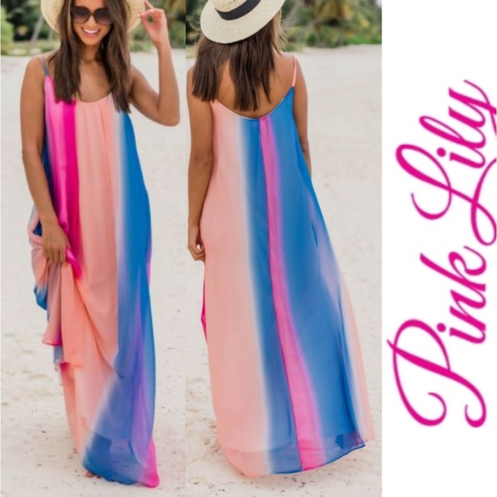 OCEANS OF LOVE MAGENTA OMBRE MAXI DRESS